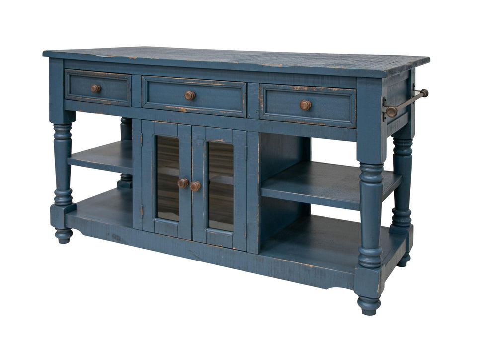 Aruba Kitchen Island, w/ dark blue finish image