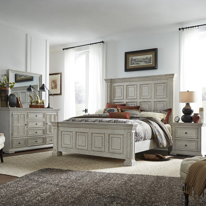 Big Valley King California Panel Bed, Dresser & Mirror, Night Stand