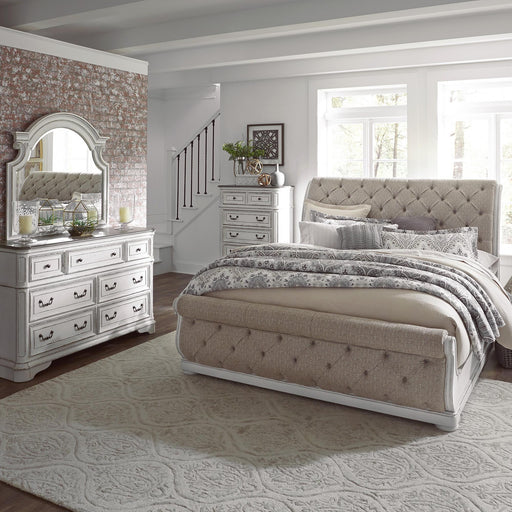 Magnolia Manor King Uph Sleigh Bed, Dresser & Mirror, Chest image