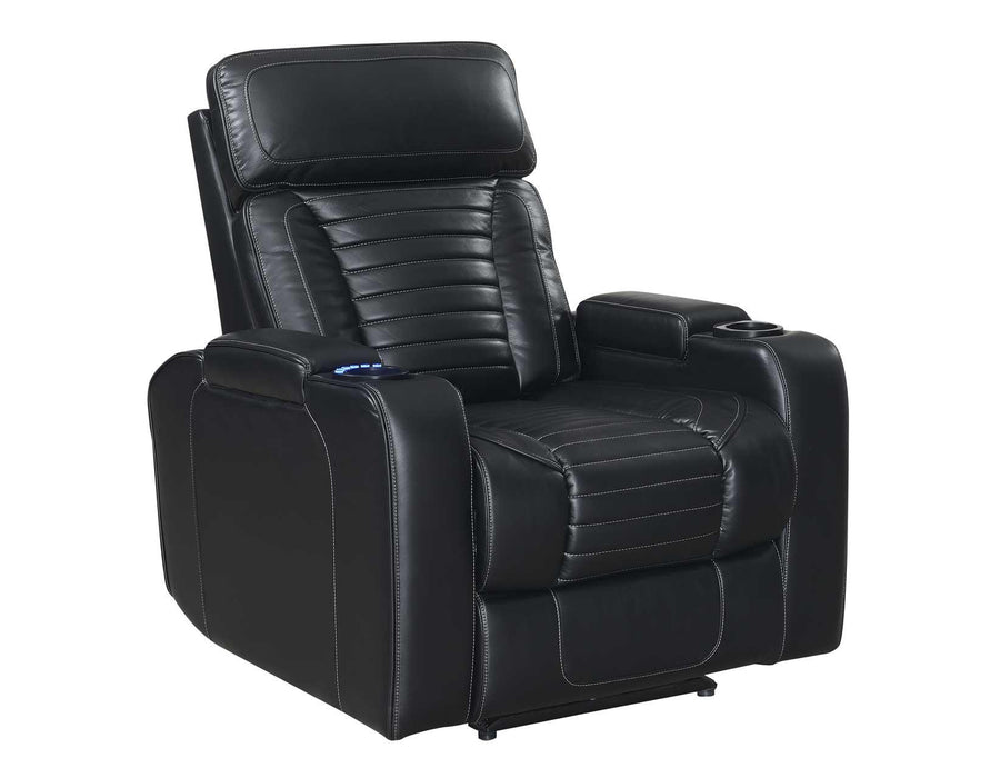 Steve Silver Lavon Dual Power Leatherette Recliner in Midnight image