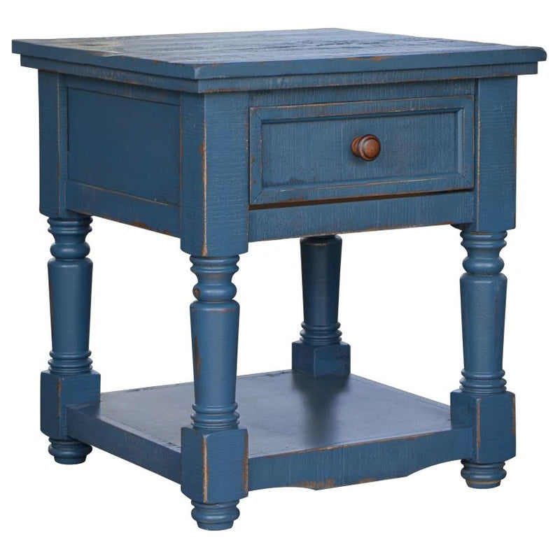 Aruba 1 drawer, End Table, Dark Blue finish