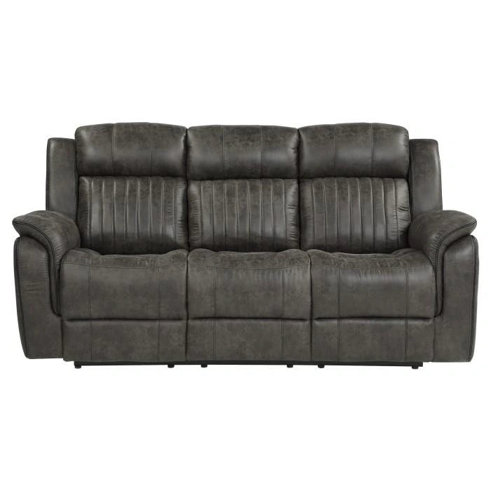 Centeroak Double Reclining Sofa in Gray 9479BRG-3