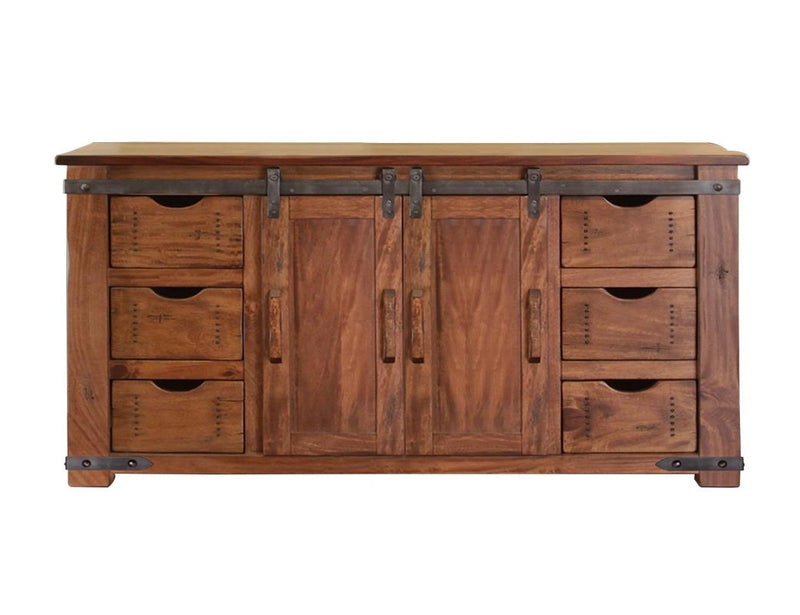 Parota 60"TV Stand w/6 Drawer, 2 door w/2 shelves