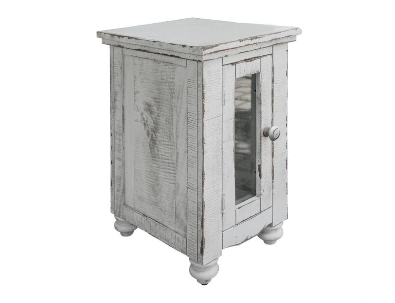 Aruba 1 Door, Chair Side Table w/ White finish