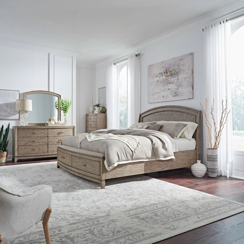 Avalon King California Panel Storage Bed, Dresser & Mirror, Chest image