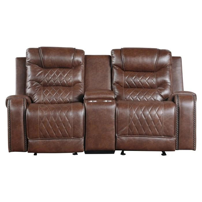 Putnam Double Glider Reclining Loveseat in Brown 9405BR-2
