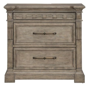 Liberty Furniture Town & Country Bedside Chest w/ Charging Station in Dusty Taupe