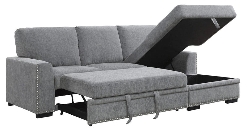 Morelia 2pc Sectional with Pull Out Bed and Right Chaise in Dark Gray 9468DG*2RC2L