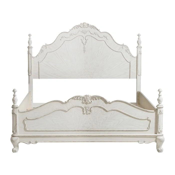 Cinderella Queen Poster Bed in Antique White 1386NW-1*