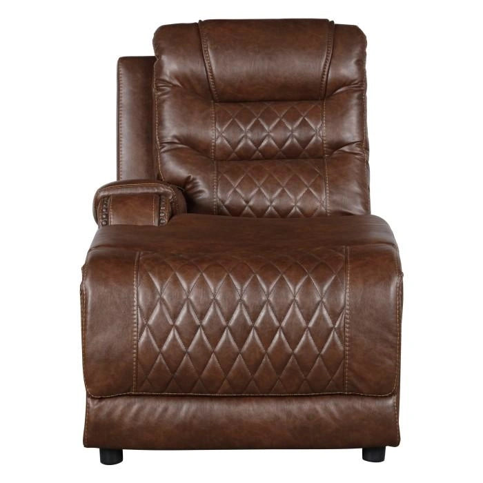 Putnam Power Left Side Reclining Chaise with USB Port in Brown 9405BR-LCPW