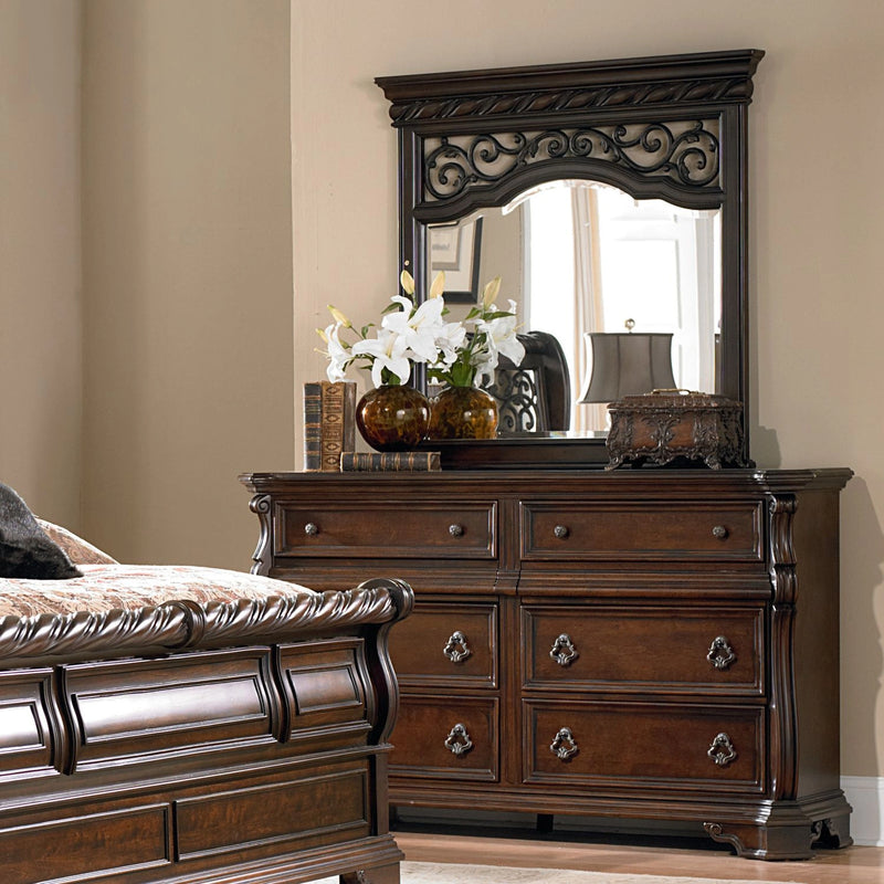 Arbor Place King California Sleigh Bed, Dresser & Mirror, Chest image