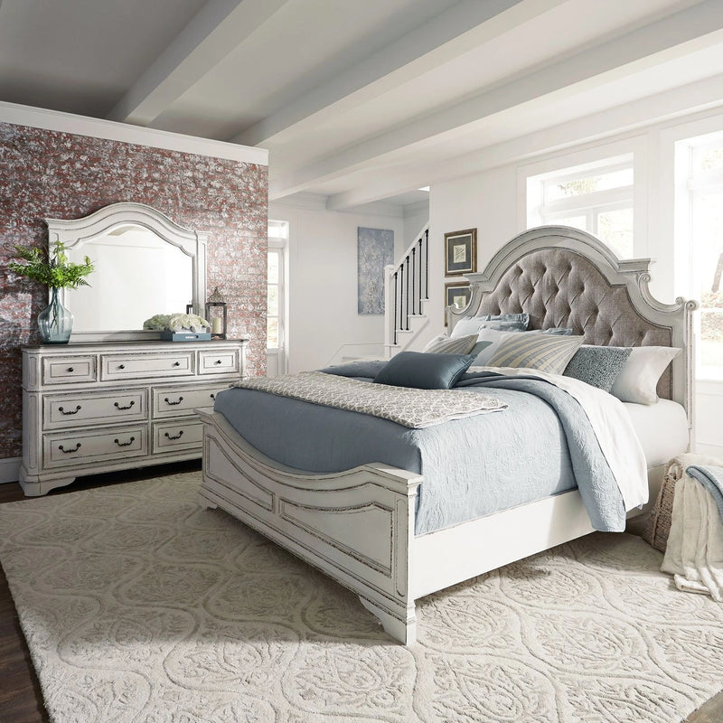 Magnolia Manor King Uph Bed, Dresser & Mirror image