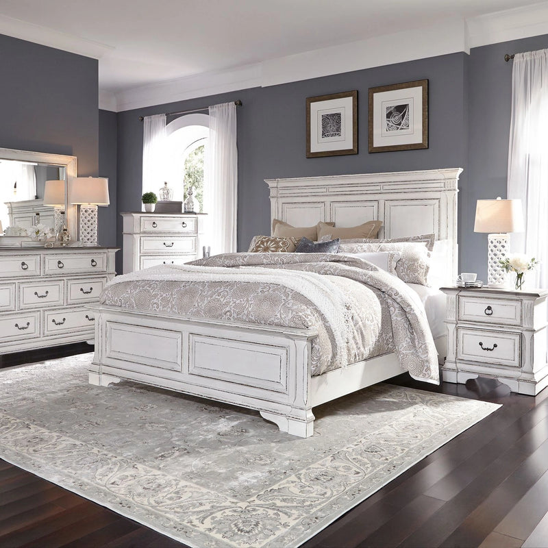 Abbey Park King Panel Bed, Dresser & Mirror, Chest, Night Stand image