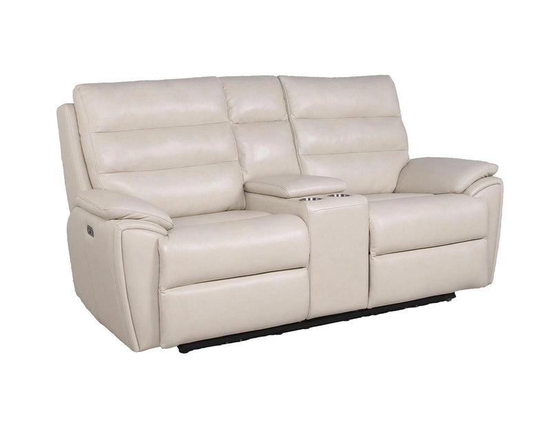 Steve Silver Duval Leather Dual Power Reclining Loveseat in Impressive Ivory