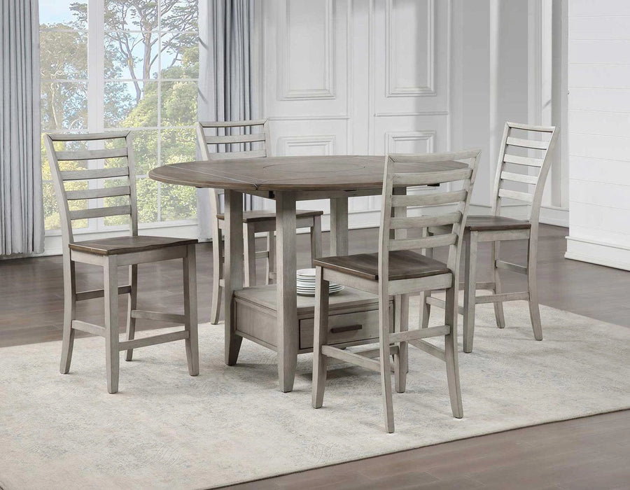 Steve Silver Abacus Round Drop Leaf Storage Table in Smoky Alabaster