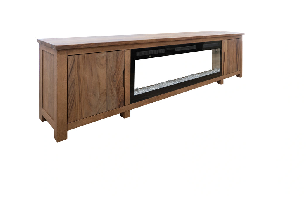 Natural Parota 93" Electric Fireplace