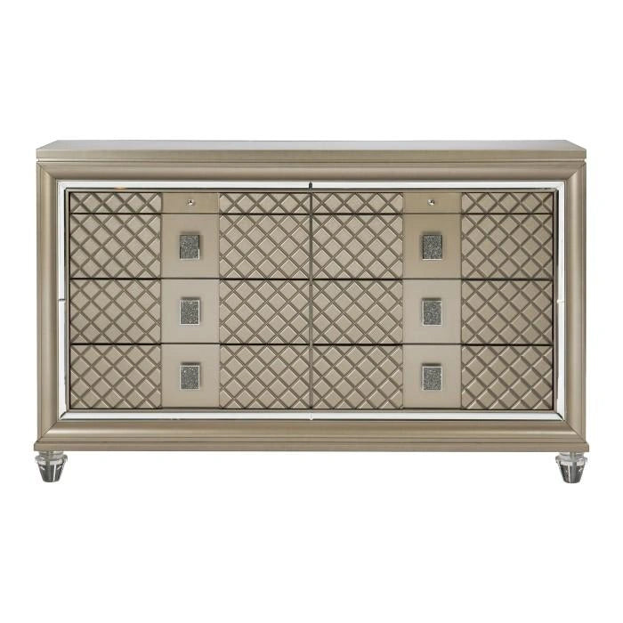 Loudon 8 Drawer Dresser in Champagne Metallic 1515-5