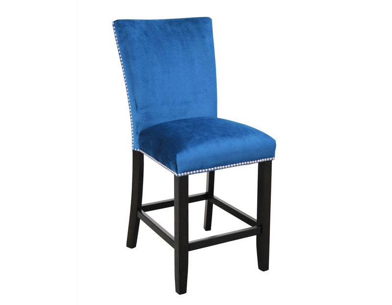 Steve Silver Camila Blue Velvet Counter Chair in Blue (Set of 2)