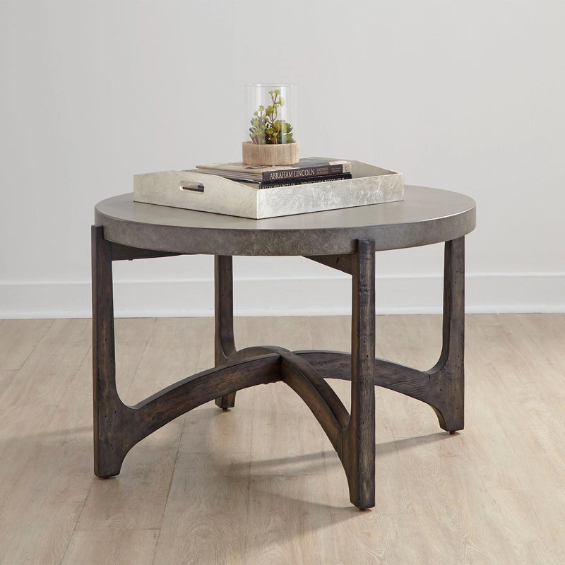 Cascade Round Cocktail Table in Wire Brush Rustic Brown image
