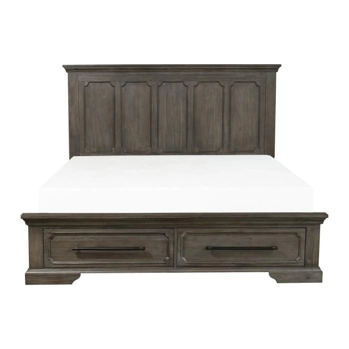 Taulon King Platform Bed with Footboard Storage in Dark Oak 5438K-1EK*