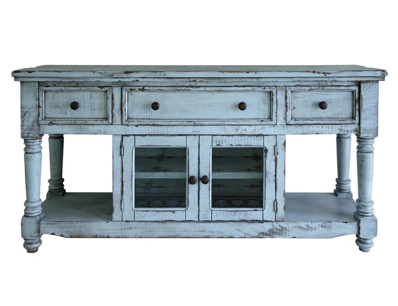 Aruba 70" TV Stand, w/3 Drawers and 2 Doors, in Sky Blue Finish