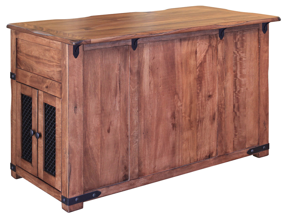 Parota 3 Drawer Kitchen Island w/2 sliding doors, 2 Mesh doors on each side image