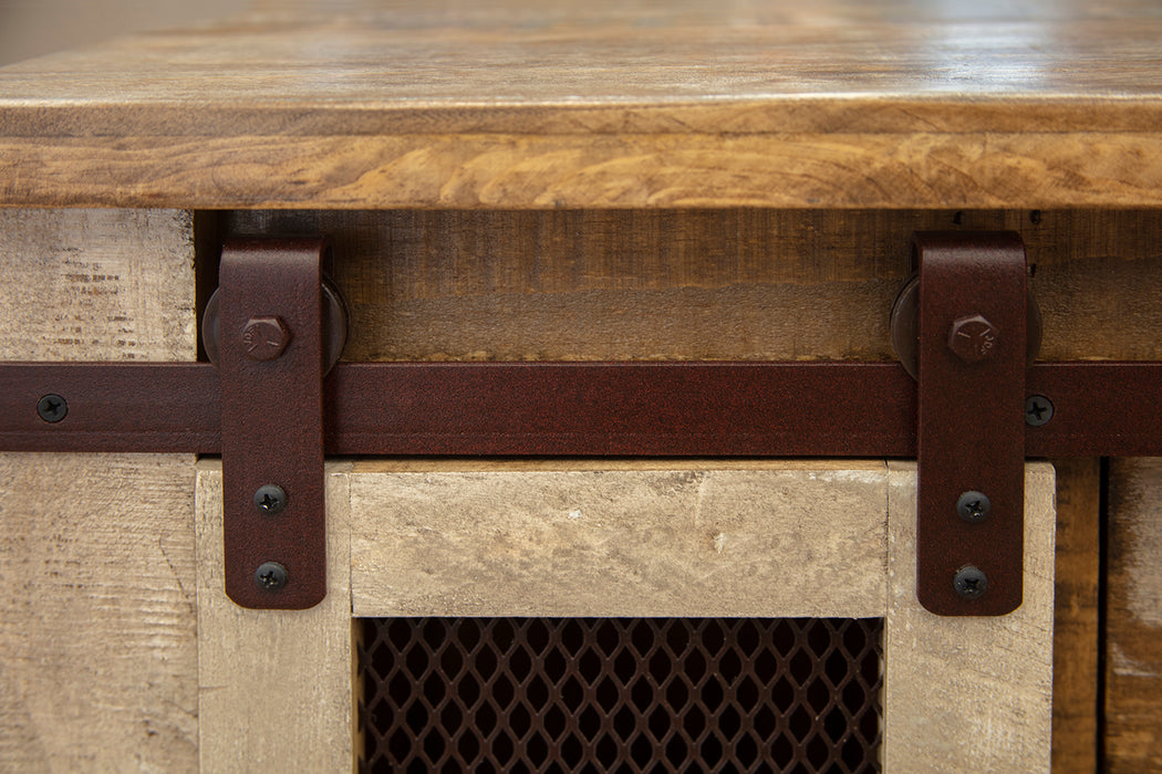 Antique Multicolor 3 Drawers, 1 Door End Table