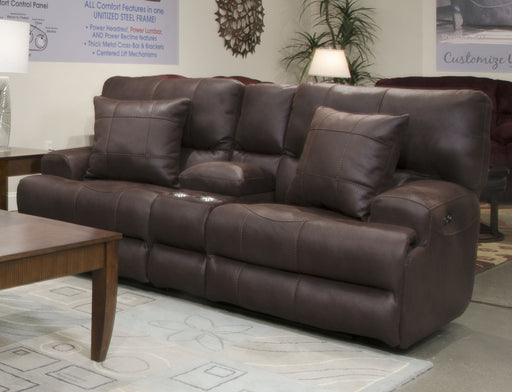 Catnapper Monaco Lay Flat Reclining Console Loveseat w/Storage and Cupholders in Dark Chocolate 2189 image