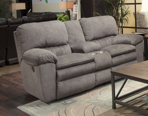 Catnapper Reyes Lay Flat Reclining Console Loveseat w/Storage & Cupholders in Graphite 2409 image
