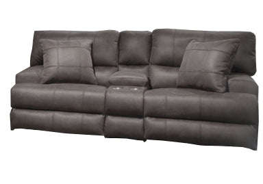 Catnapper Monaco Lay Flat Reclining Console Loveseat w/Storage and Cupholders in Charcoal 2189 image