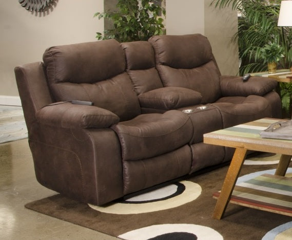Catnapper Palmer Power Headrest w/ Lumbar Power Lay Flat Reclining Console Loveseat in Saddle 763959/1307-29 image