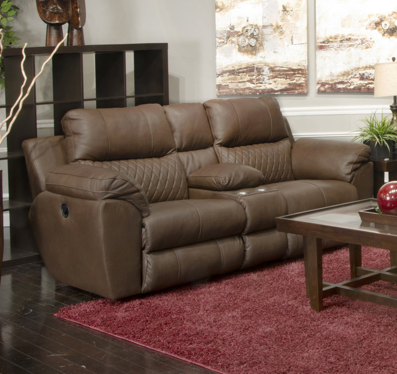 Catnapper Furniture Sorrento Power Lay Flat Reclining Console Loveseat in Kola 64729/1225-39/3025-39 image