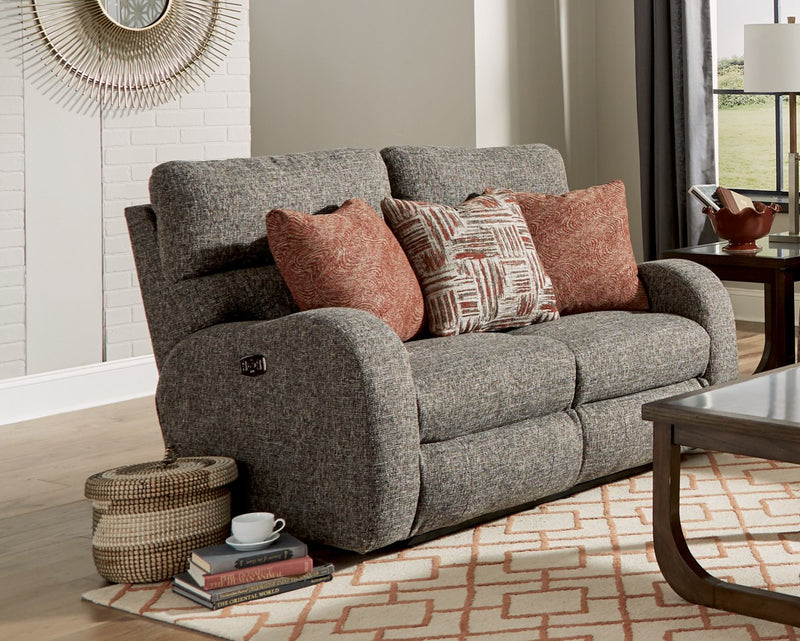 Catnapper Furniture Liam Power Headrest Power Lay Flat Reclining Loveseat in Coal/Sunset 63902/2166-48/2167-54 image